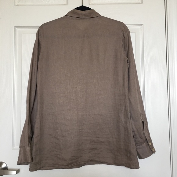 Theory Linen taupe blouse tunic sz Small - Picture 5 of 5
